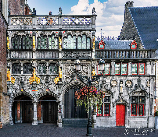 Facade, main square, Bruges